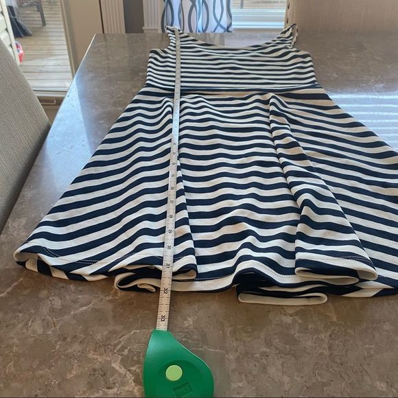 Divided cream with navy stripes tank top style dress size small - Picture 6 of 7